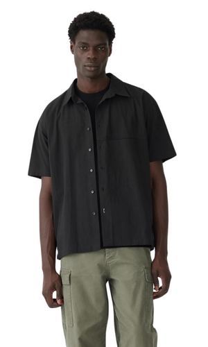 BASSIKE Crushed Cotton Boxy Short Sleeve Shirt