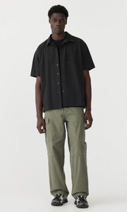 BASSIKE Crushed Cotton Boxy Short Sleeve Shirt