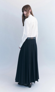 COURTNEY ZHENG Heidi Pleated Wool Maxi Skirt