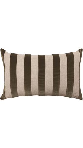 L&M Home Etro Velvet Striped Cushion Olive at Amara Home 