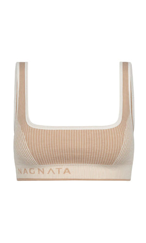 NAGNATA Rib Bralet in cream sandstone colourway, available at Amara Home.