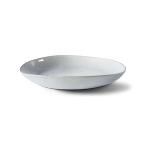 Wonki Ware unique ceramic pie dish with white textured glaze, handmade in South Africa, available at Amara Home.