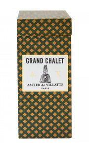 Astier de Villatte Grand Chalet 50ml perfume fragrance in luxurious green box decorated with gold clover motifs, available at Amara Home.