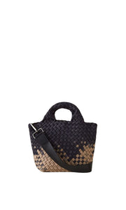 Naghedi handwoven neoprene St. Barths Petit Tote bag in Graphic Ombre Mahal, available at Amara Home.