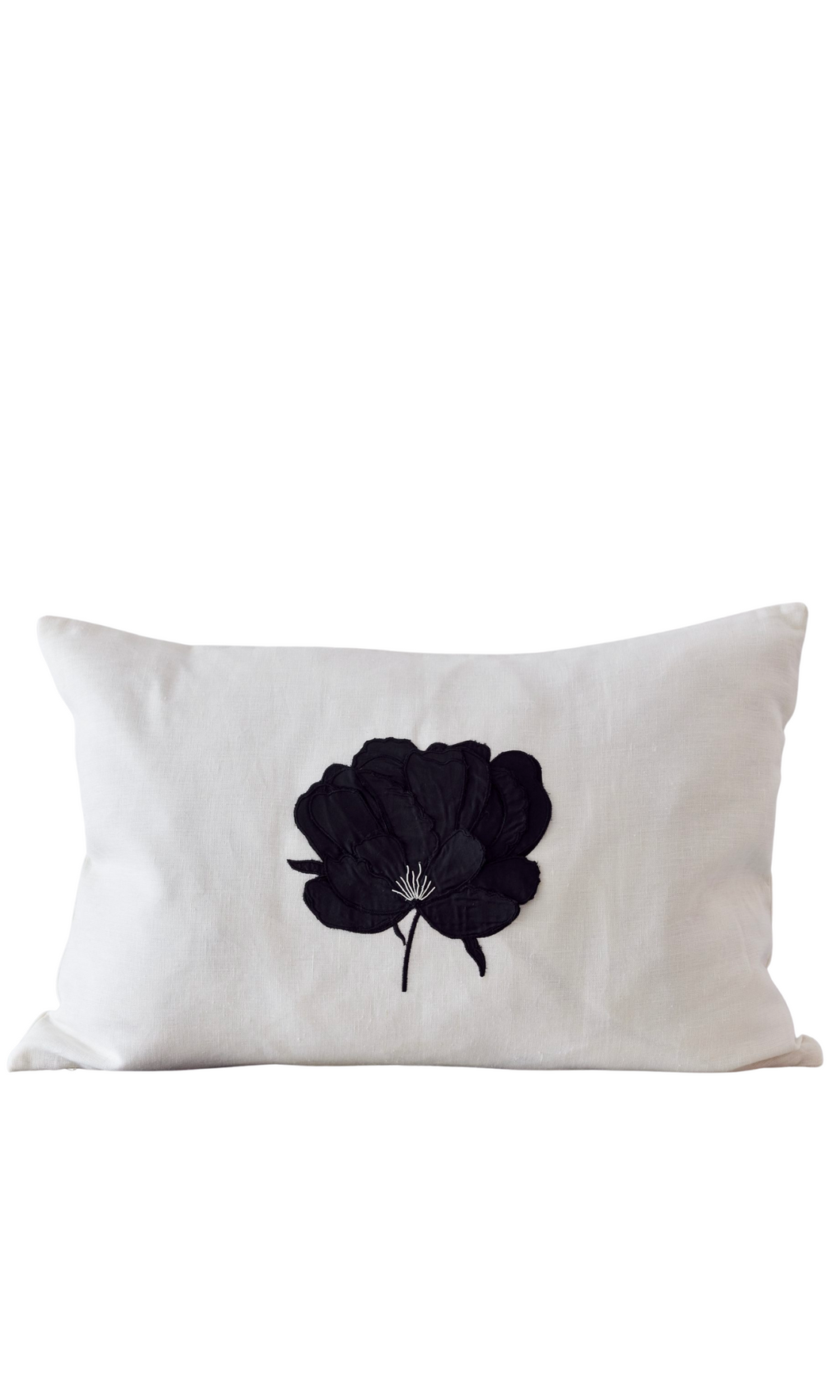 CUSHION | Black Silk Flower