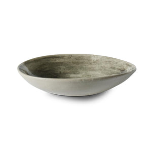 Wonki Ware unique ceramic Etosha Bowl with black textured glaze, handmade in South Africa, available at Amara Home.