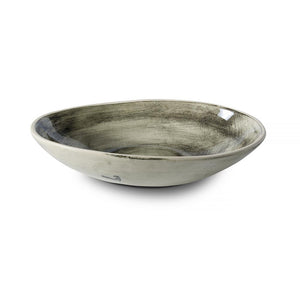 Wonki Ware unique ceramic Etosha Bowl with black textured glaze, handmade in South Africa, available at Amara Home.